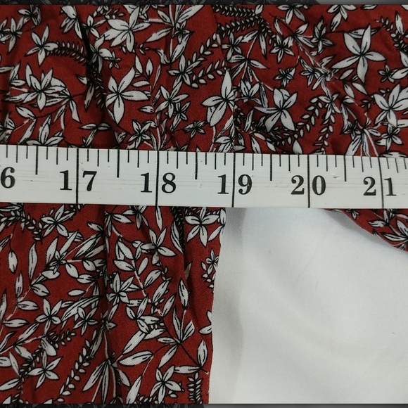 Emery Rose Women's Floral Red Mini 2 Tier Countrycore Boho Earthy Dress Size M - Picture 6 of 10